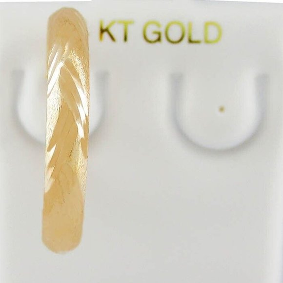 Diamond Cut Hoop single Earring Solid 14K Yellow Gold - Picture 1 of 4